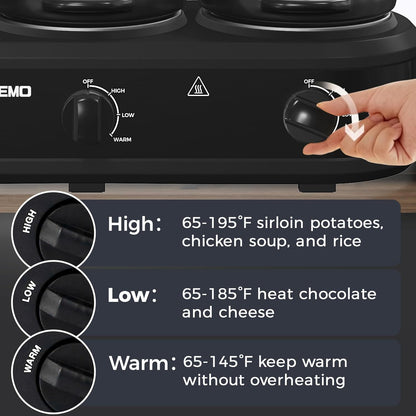 Triple Slow Cooker Buffet – 3 x 1.5QT Ceramic Pots, Adjustable Heat Settings, Glass Lids, Easy Clean