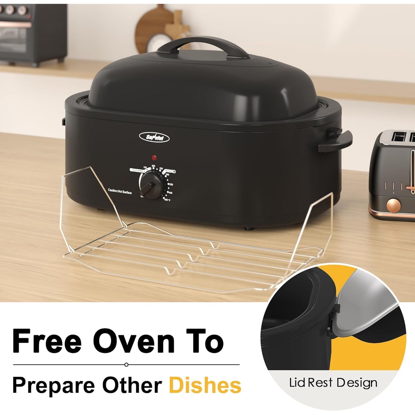 18 Quarts Roasting Oven, High-Capacity Countertop Rotisserie with Adjustable Temperature Control for Perfectly Cooked Chicken and Meats