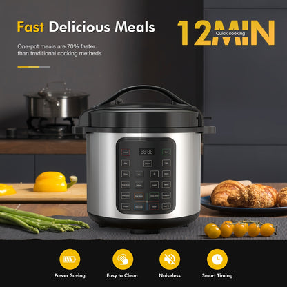 12-In-1 Electric Pressure Cooker (6 Quart) - Multi-function Cooker with Over 800 Recipes