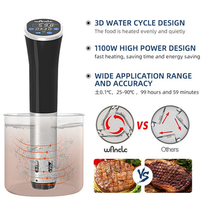 Wancle Sous Vide Immersion Cooker - 1100W, Waterproof