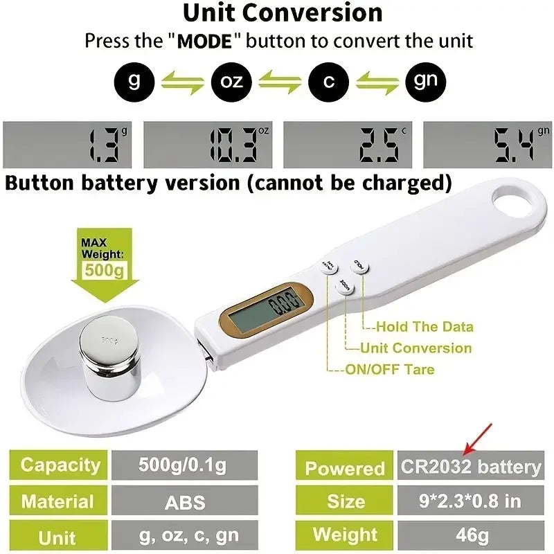 Precision Digital Kitchen Scale - 500g Capacity, 0.1g Accuracy