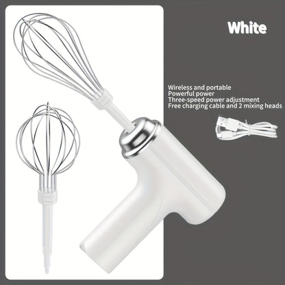 1pc HOTU Handheld Electric Eggbeater & Whisk - USB Rechargeable, Cordless, Portable, Lightweight, Easy-to-Use Hand Mixer for Baking Cakes, Cookies, Muffins - Ideal for Home Bakers & Professionals